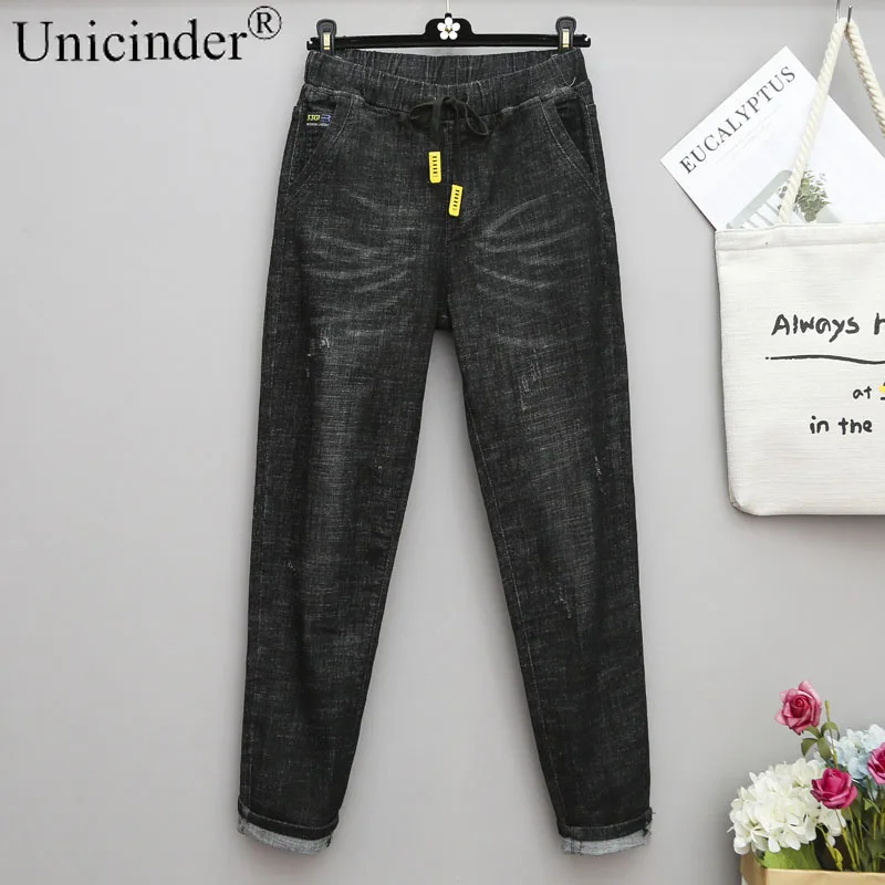 

Unicinder 2020 Plus Size Jeans Women's Loose Harem Pants Full Length High Waisted Jeans Women Denim Plus Size Jeans#3325