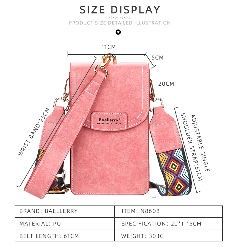 2-Pack Minimalist Leather Crossbody Bags – Cell Phone Purse With Adjustable Strap, Black & Pink