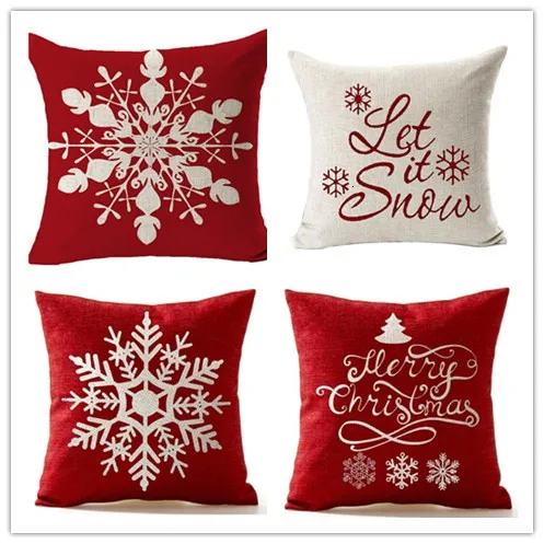 1 PC Red Christmas Snowflake Pillowcase Happy Christmas Decoration New Year Party Christmas Cushion Decoration