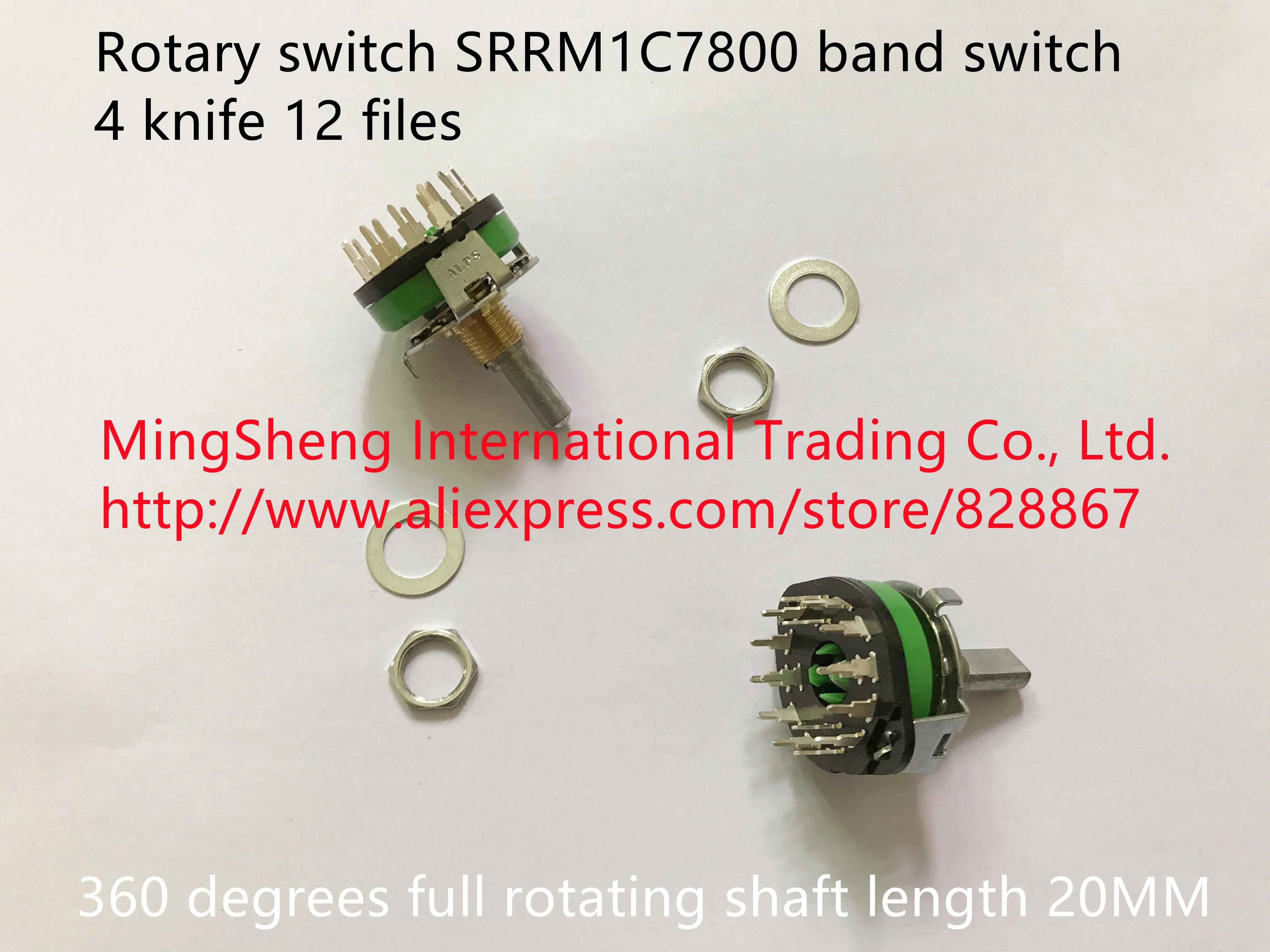 

Original new 100% rotary switch SRRM1C7800 band switch 4 knife 12 files 360 degrees full rotating shaft length 20MM