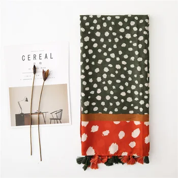 

2020 echarpe hiver femme Ladies luxury chic long orange Leopard Dot Tassel Scarf Pashmina Stole Bufandas Muslim Hijab Sjaal