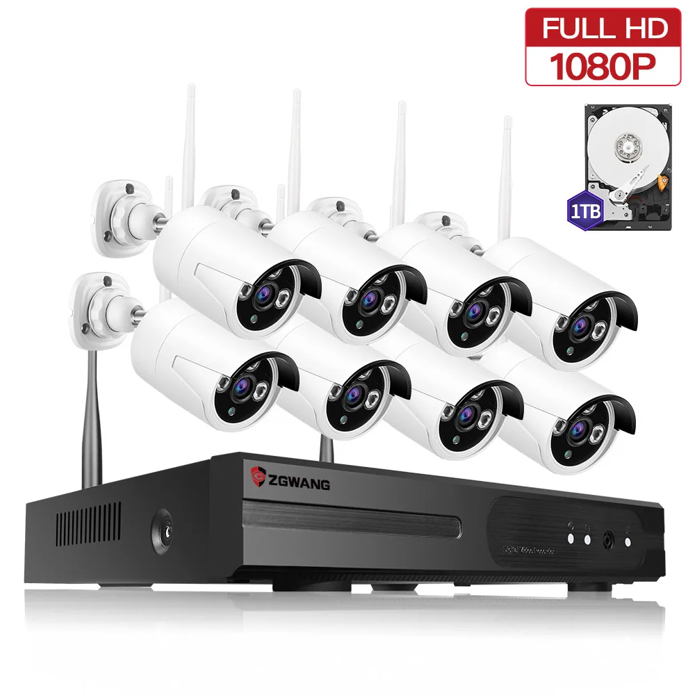 8CH 1080P Wifi NVR CCTV IP камера наружный водонепроницаемый беспроводной 2.0MP HDMI IR безопасность домашнего офиса система наблюдения комплект