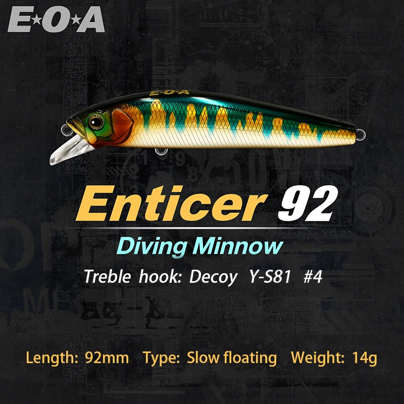 

2021New EOA Enticer Slow Floating Diving Minnow 10g/10.5g/11g/14g Artificial Hard Bait Fishing Lure .Designed by Gong Lei