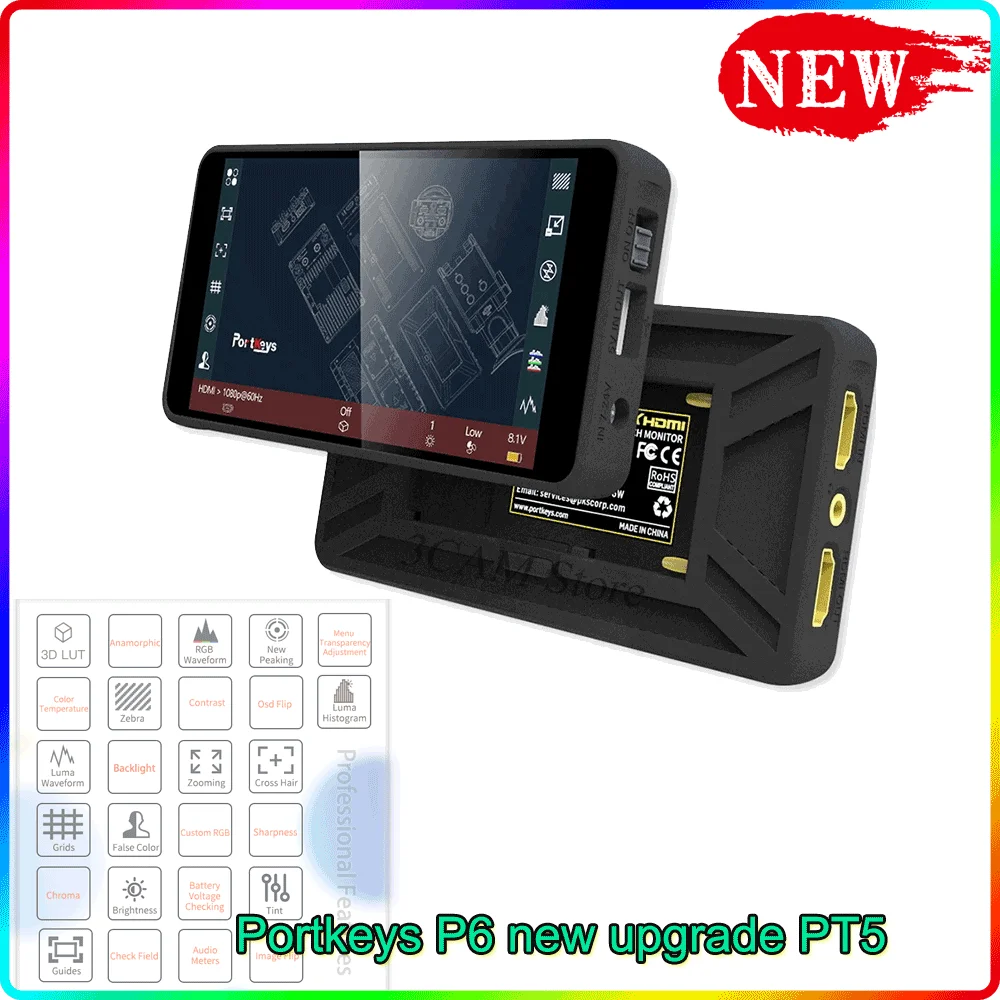 Портативный монитор PORTKEYS P6 Upgrade/pt5 4k тонкий и сверхузкий корпус Ips-монитор 5 дюйма 3d