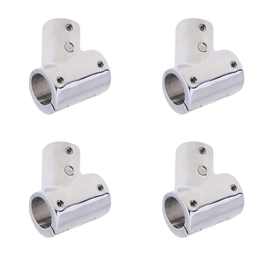 4Pcs 22mm Boat Handrail Fitting 60 Degree Tee 3 Way - 316 Stainless Steel