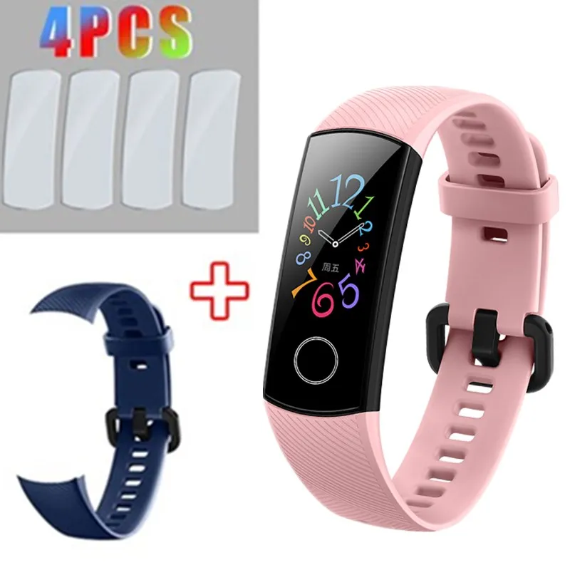 Смарт-браслет huawei Honor Band 5, Оксиметр кислорода в крови, волшебный цветной сенсорный экран для сердечного ритма и сна, умный Браслет - Цвет: pink add blue