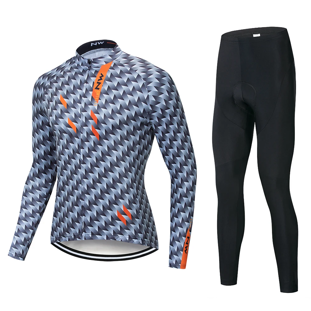 NW Pro осень длинный рукав Велоспорт Джерси набор комбинезон ropa ciclismo велоодежда MTB велосипед Джерси Униформа мужская одежда - Цвет: Cycling suit