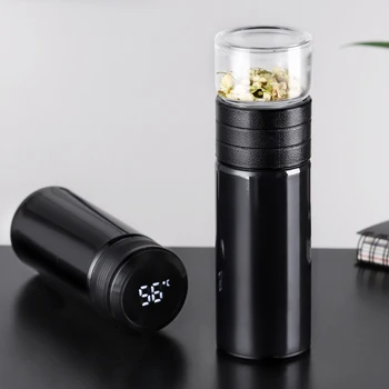 

Newest Double Lids Thermos Bottle 304 Stainless Steel Vacuum Flasks + High Borosilicate Tea Separator Office Men Women Drinkware