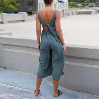 

Hot Sexy Deep V Button Straps Wide Leg Rompers Ladies Jumpsuit Women Elegant Solid Jumpsuits Summer Casual Outwear