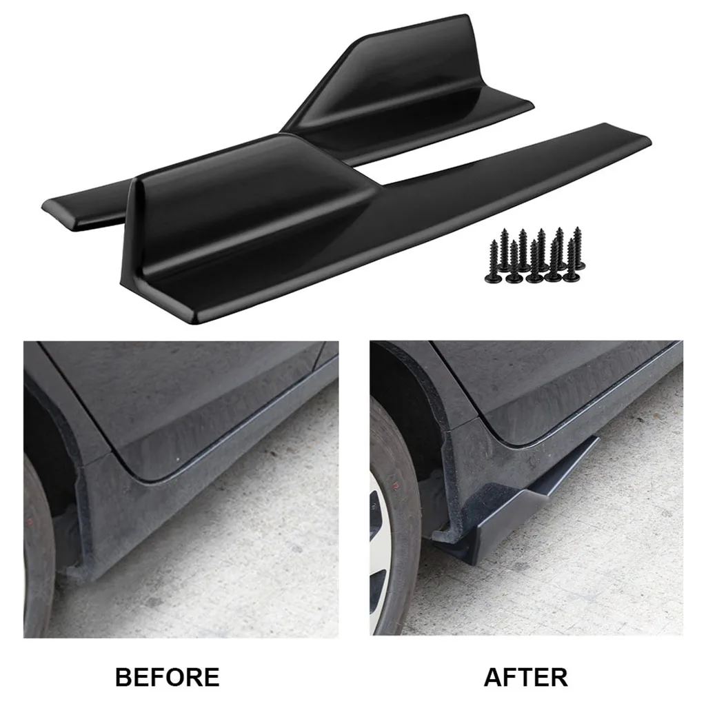Stylish Vehicle Side Skirt Extension Accessory Rocker Splitters Winglet Wing Matte Black for Car