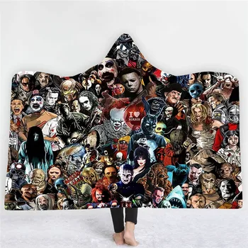 

terror character skull hoodie cartoon anime blanket sherpa adult winter weighted throw sofa tv soft Shawl wearable plush Blanket