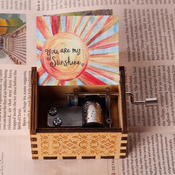 

2020 New Style Carved Wood Hand Crank You are My Sun Music Box Love You Children/friends Christmas Gift A Birthday Present