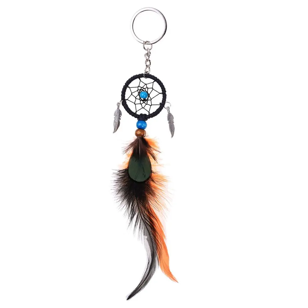 

Hand Woven National Style Hand Catching Dream Net Feather Key Car Pendant