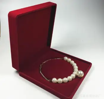 

20pcs/lot Elegant Velvet Jewelry Box Big Pearl Necklace Box 195x195mm Red Square Pearl Necklace Pendant Jewelry Storage Case Wholesale