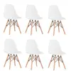 6Pcs/Set Dining Chair Nordic Style Office Chair Plastic Kitchen Chairs Wooden Feet Dining Room Living Room Chairs （White/Black) ► Photo 1/6