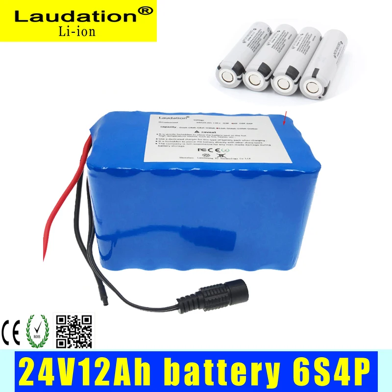 Laudation High Quality Lithium Ion Battery 24v 12Ah 6S 4P with 15a BMS Suitable for 250W 350W Electric Bicycle Pack | Электроника