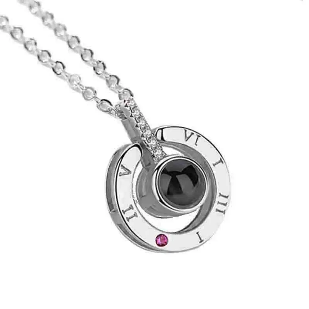

Romantische 100 Talen Hanger Ketting I love u Projectie 520 Liefde Geheugen Bruiloft Ketting Mode-sieraden