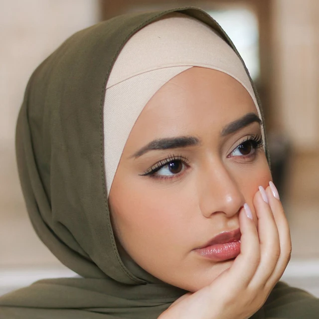 Turbante de color liso para mujer, hijab musulmán listo para usar, gorro para la cabeza, hijab musulmán, 2022