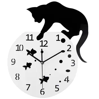 

Timelike Fishbowl Cat Clock Creative Wall Clocks Home DIY Decoration Watch/Cat on Clock Living Room Mirror 3D Wall Design