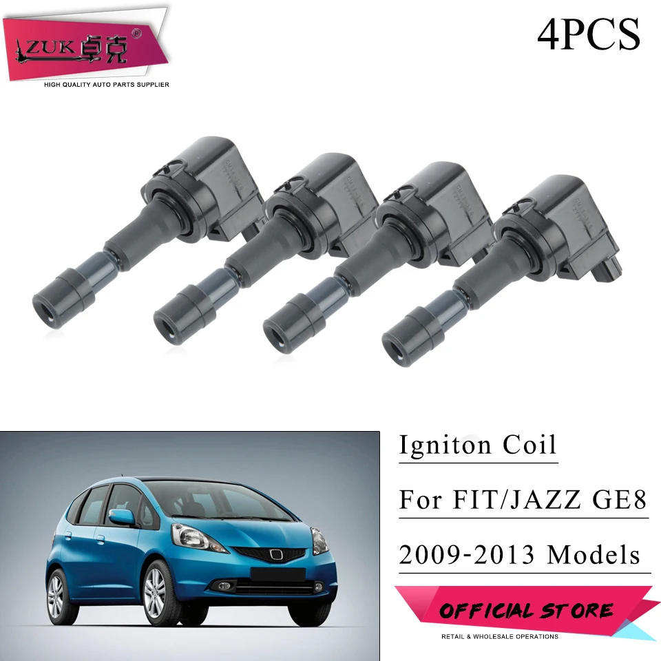 

4 шт. Катушка зажигания для HONDA FIT JAZZ 2009 2010 2011 2012 2013 2014 2009 2014 л 2013 л город 2016-CR-Z-30520-RB0-003