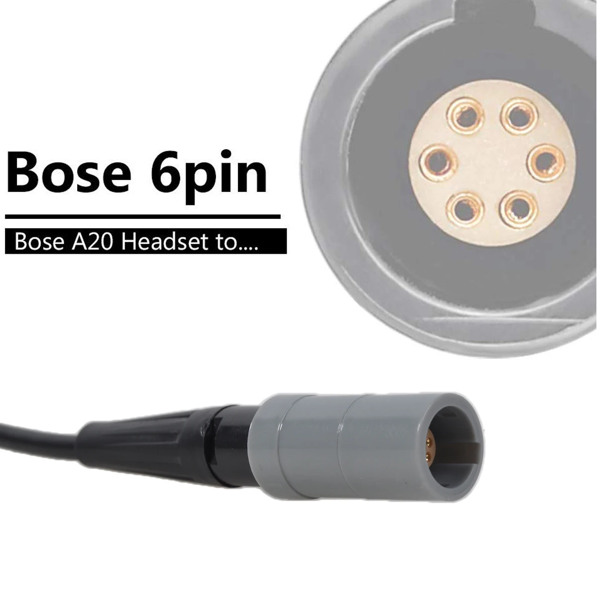 Redel Bose A20 Headset 6 Pin Custom Female Panel Mount for Install Connector Kit/ Female Plug / Male Plug Connector