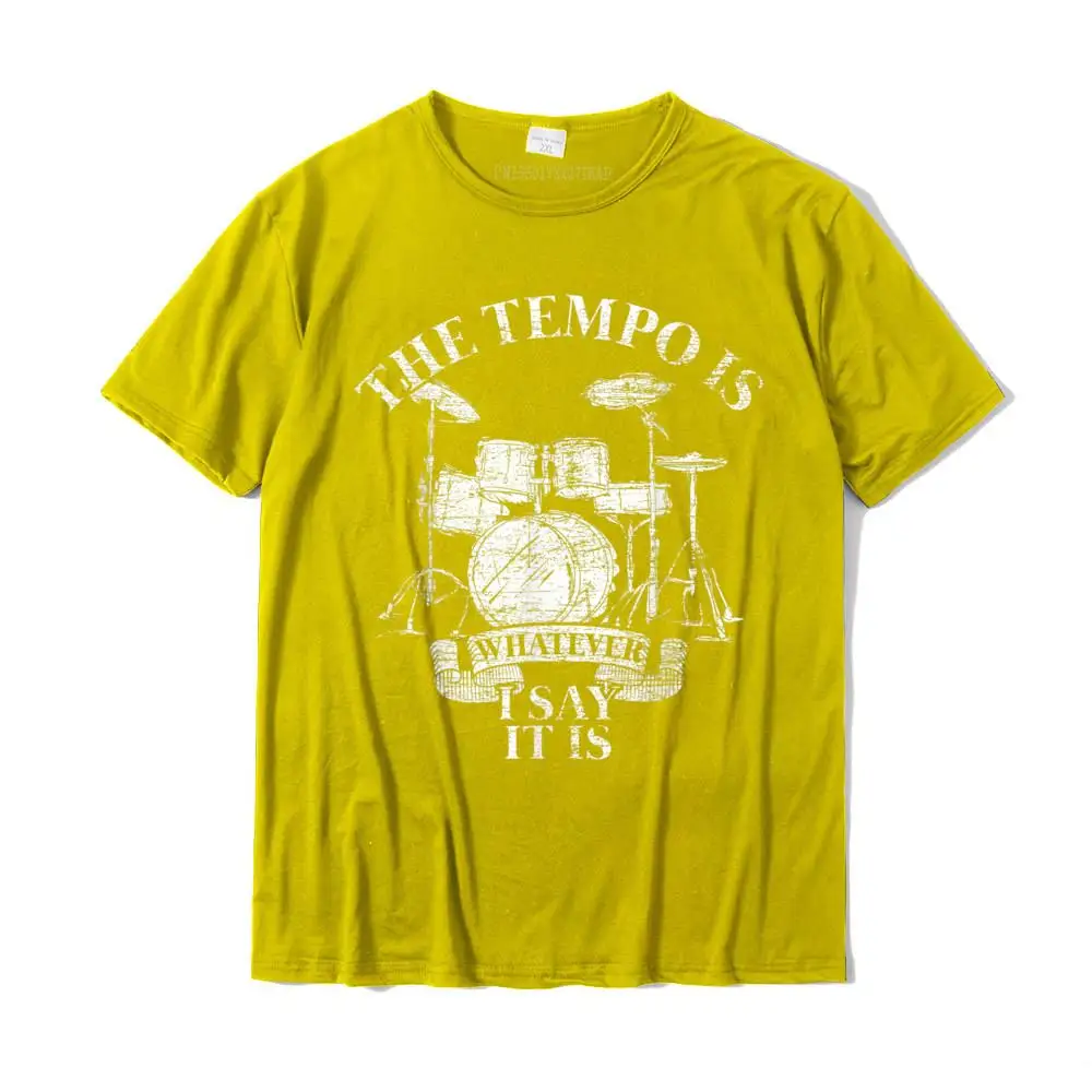 Casual Tshirts Wholesale Round Neck Casual 100% Cotton Boy Tops & Tees Printing Short Sleeve Tee-Shirt Top Quality The Tempo Is Whatever I Say It Is Drums T-Shirt__28095 yellow