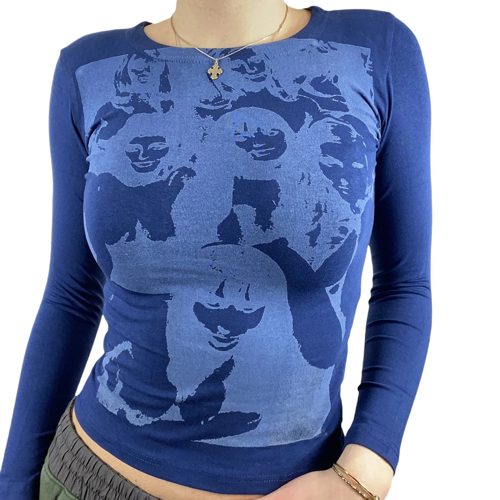 

Женский укороченный топ с принтом, летний или осенний пуловер в стиле Харадзюку с круглым вырезом, милый топ в стиле ретро, Y2K, 2021