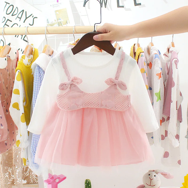 LOOZYKIT осень Детское платье для новорожденных девочек для девочек, размер: 1 год, Платье-пачка для дня рожденья; платье принцессы; детская одежда; одежда для малышей; платье для маленьких девочек; Костюмы Платья для малышей - Цвет: bow pink