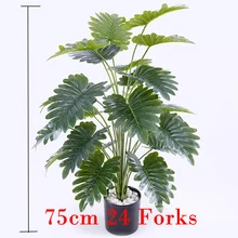 Árbol Artificial Tropical Monstera para decoración del hogar, palmeras artificiales grandes de 75cm, 24 tenedor, sin maceta, hojas de tortuga de plástico para decoración de boda