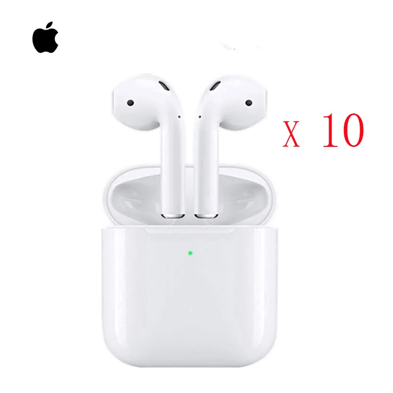 10 шт./лот Apple AirPods 2-я Bluetooth-гарнитура с беспроводным зарядным чехлом для iPhone iPad MacBook