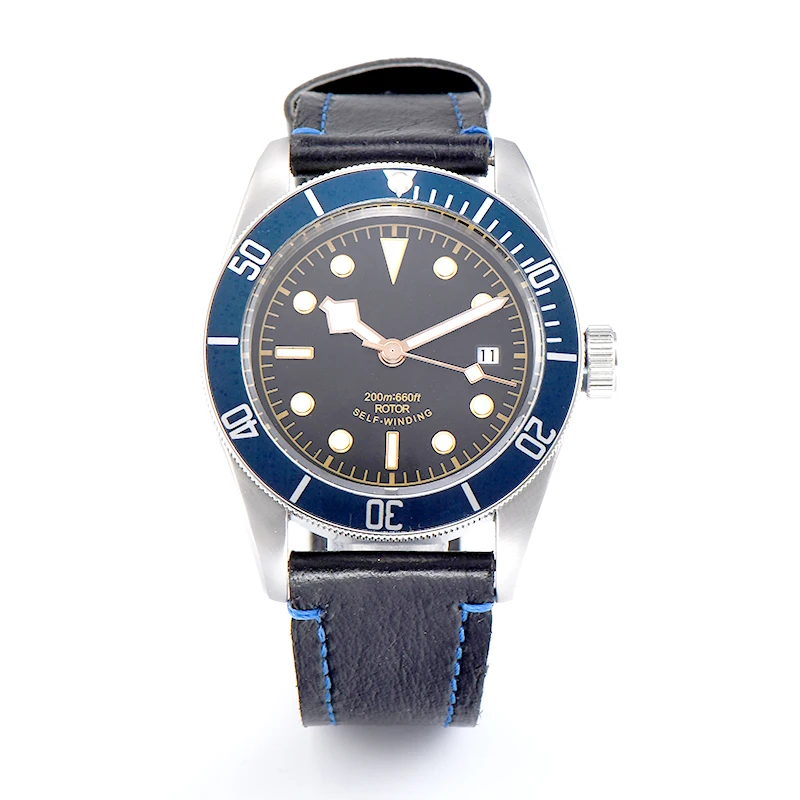 

Corgeut 41MM Sterile Black Dial Gold Mark SS Case Blue Bezel Sapphire Glass Luminous Show Automatic Date Watch p1
