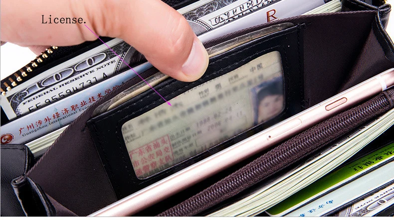 Западный Rfid трехмерный цветочный принт длинный женский кошелек винтажный браслет на молнии Женский Длинный кошелек для монет Iphine