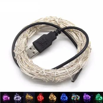 

USB LED String Lights 20M 10M 5M 2M Silver Wire Waterproof Fairy Light Garland For Home Christmas Wedding Party Decoration