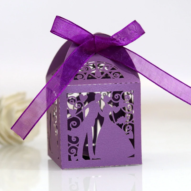30–50pcs Laser Cut Wedding Candy Gift Boxes – Elegant Paper Packaging for Bride & G... - SKU WFB01603 - UGI Packaging