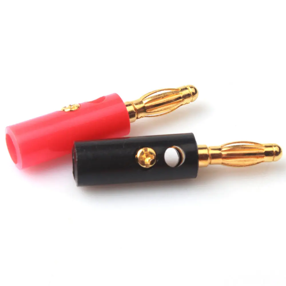 10pcs/lot Banana Plug 4mm Gold Plated Audio Speaker Wire Cable Screw Banana Plug Connector Gold Plating Low Frequency Terminal