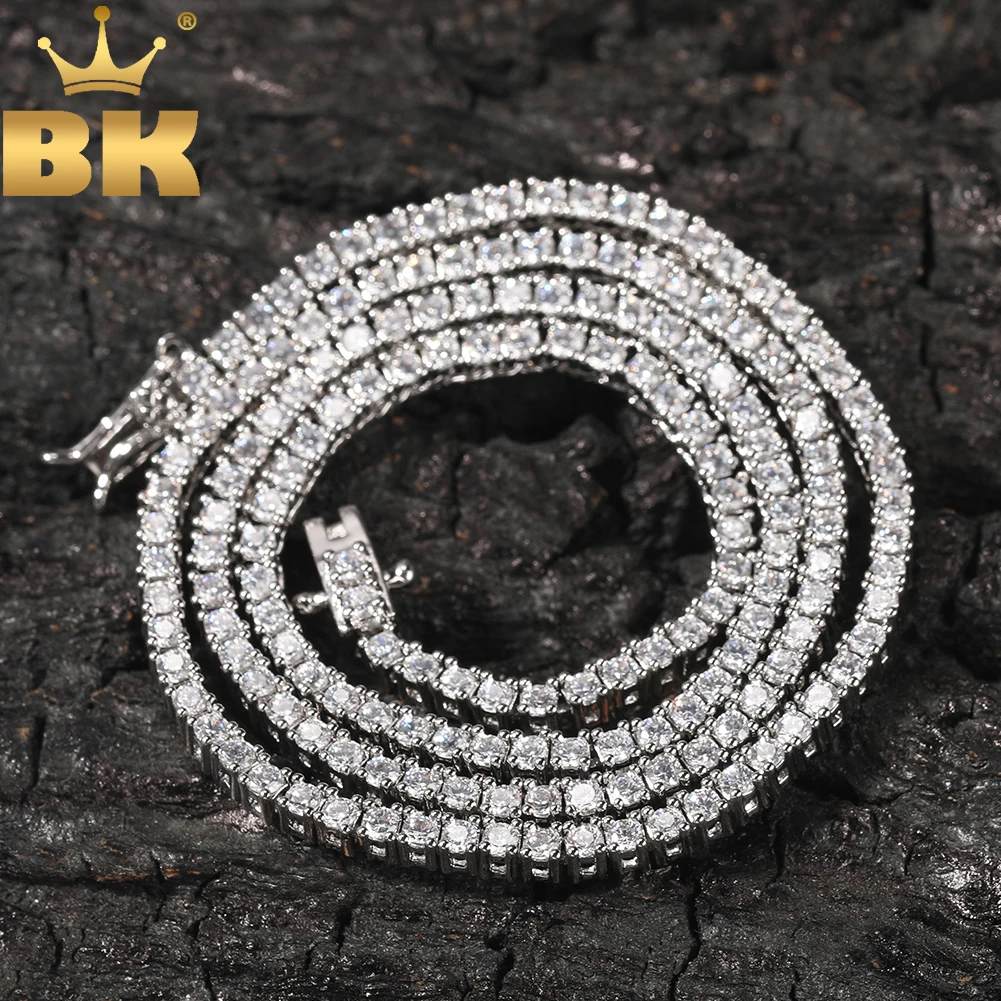 THE BLING KING Round Cut Iced Out Cubic Zirconia 2mm Tennis Link Chain Necklace Top Quality CZ Necklace Women Men Hiphop Jewelry