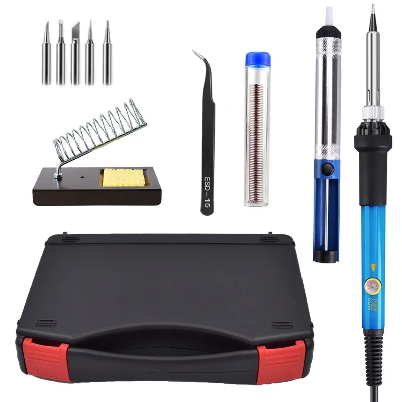 

Constant Temperature Adjustable Electric Soldering Iron Suit 110v us Standard with Switch 7in1 Toolkit 60w dianyuansu han tie 22