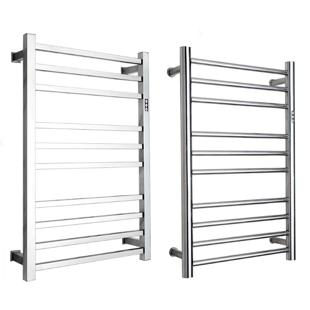 Cosway 145W Electric Towel Warmer Wall Mounted Heated Drying Rack 8 Square Bars, Silver