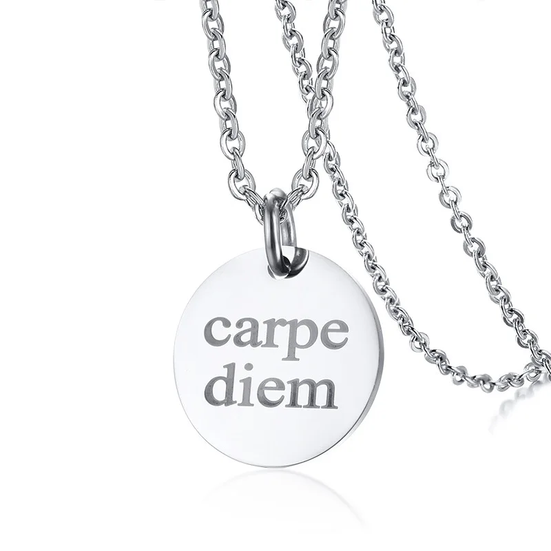 

New Products Listed Fashion Man Accessories Laser Carpe Diem of Coin MEN'S Necklace Pn-926-2