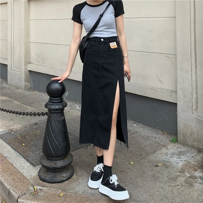 Retro High Waist Bag Hip Denim Skirt 