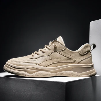 

Spring 2020 New Young Casual Men Shoe White Leather Shoes For Mens Casual Shoes Male Designer Lacing Flats Men Shoes Size 39-44