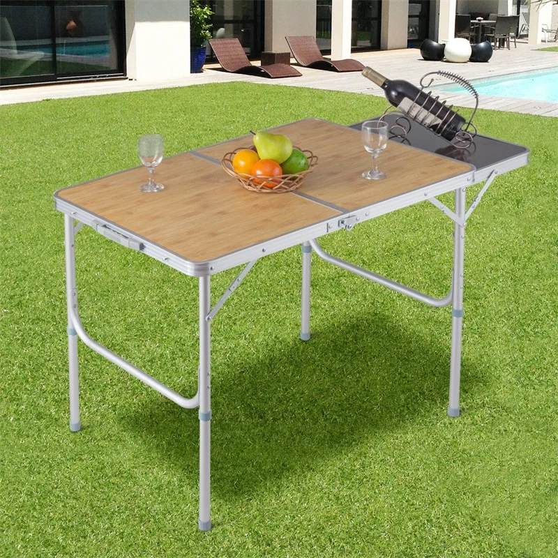 Folding Picnic Tables MDF Table Top with Carry Handle Lightweight for Camping 