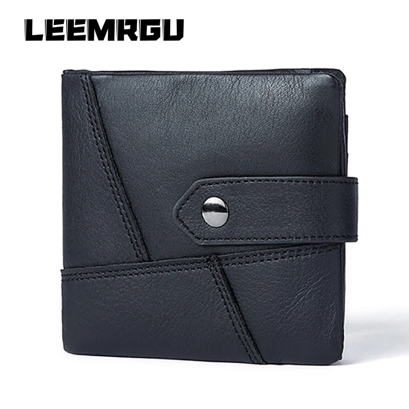 

New Leather Men Short Wallet Brand Retro Cowhide Coin Purse Multi-Function Hand Coin Pocket Photo Small Credit Wallet