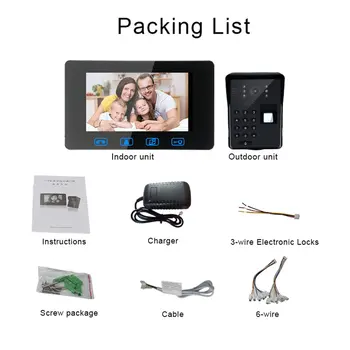 

Saful 7 inch Wireless Fingerprint Video Doorbell Intercom 2.4GHz Digital Door Phone System With Doorbell Camera Doorbell