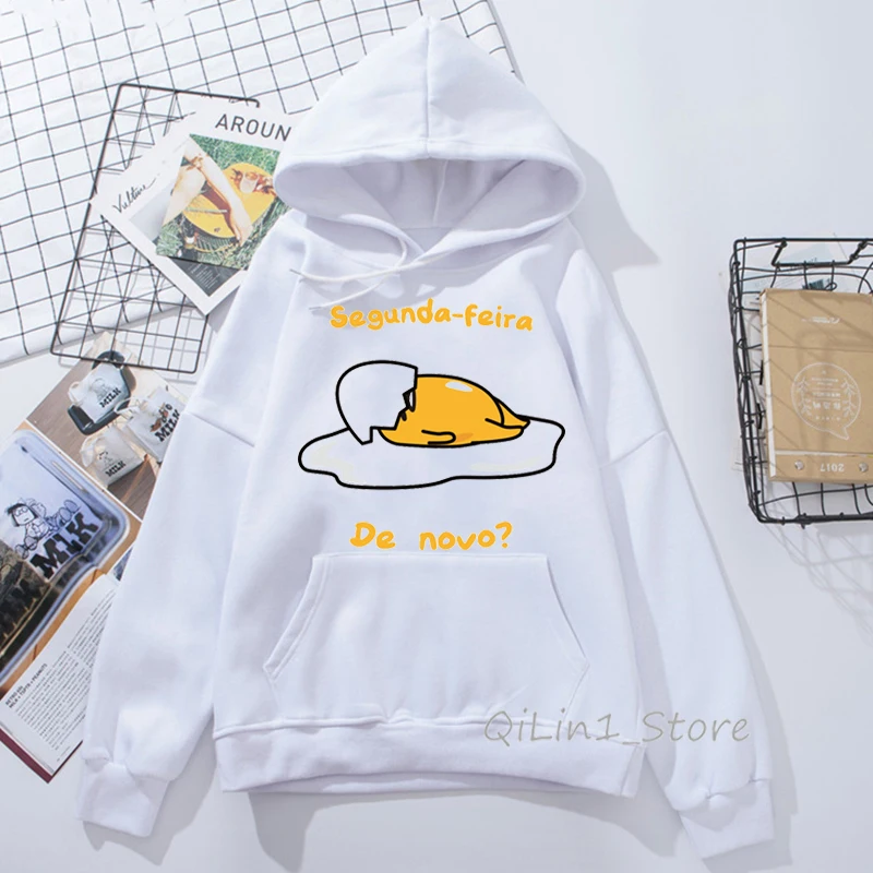 81727 M Милые толстовки для женщин Kawaii Мультфильм Gudetama ленивый яичный желток принт Забавный балахон женщина Графический Hoody дамы шляпа Толстовка sudaderas - Цвет: 81727 M