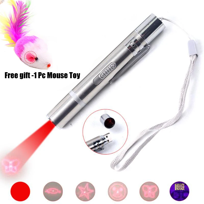 

5 Pattern Funny Pet LED Laser Toy Cat Laser Toy Cat Pointer Light Pen Interactive Toy With Bright Animation Mouse Shadow Toy
