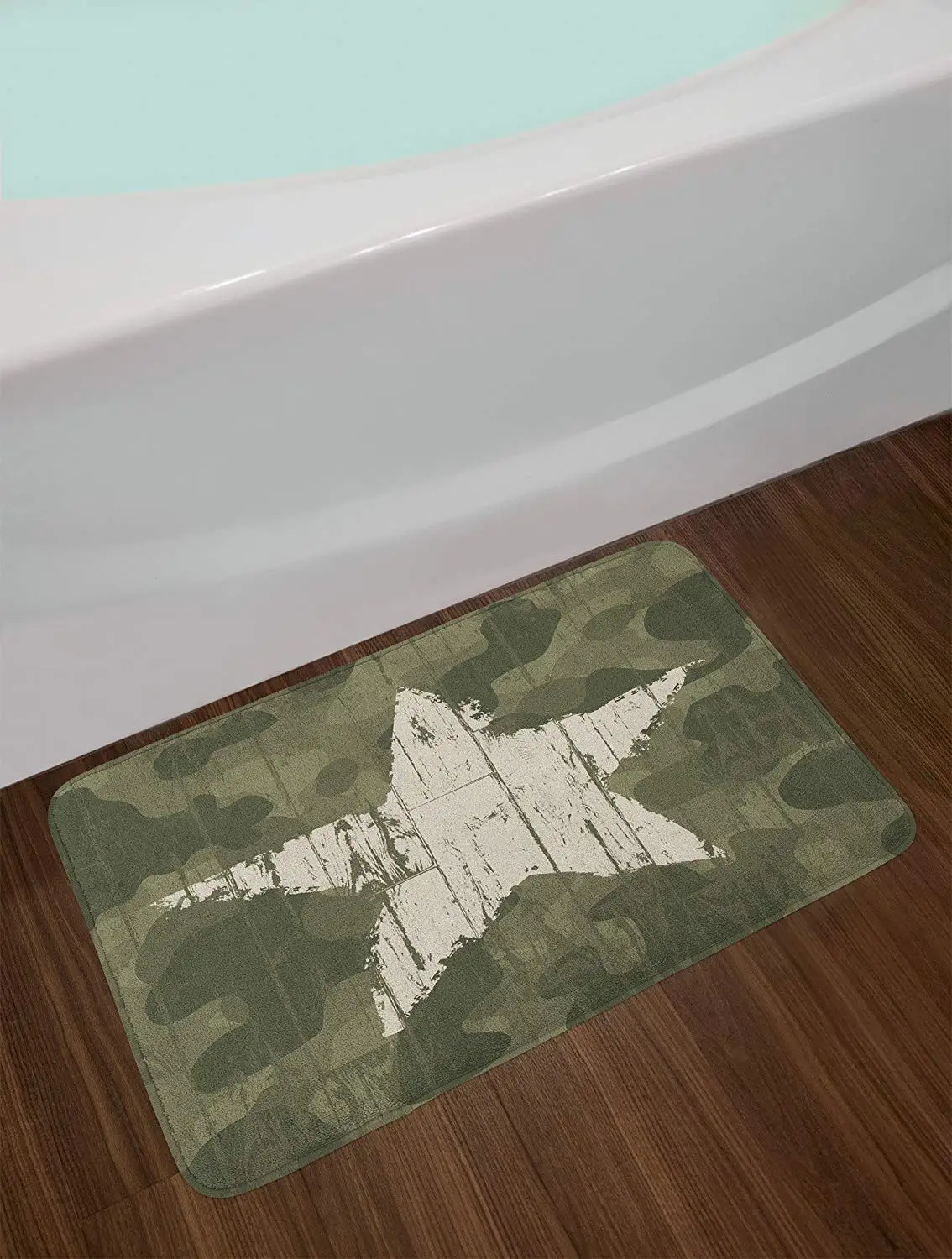 Камуфляжный дверной коврик Grungy Star Figure on Military Camo задний план армейский солдат скрывающая тема украшение дома дверной коврик ковры