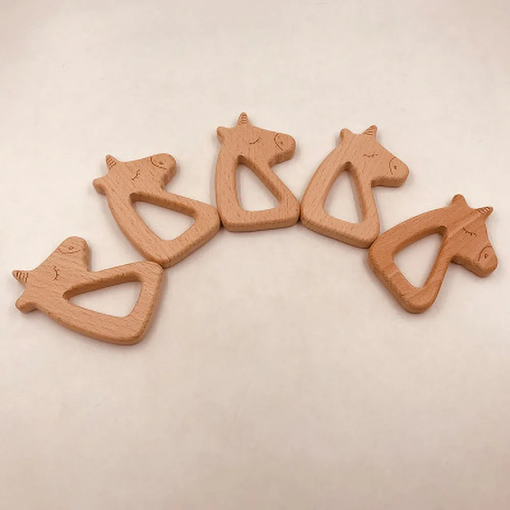 Baby Teether Safety Wood Horse Teethers for Baby Infant Kids Chew Tooth Toys Baby Dental Care Strengthening Tooth Training