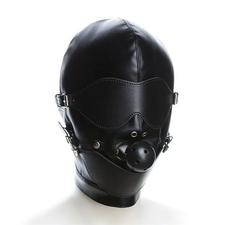 Мягкая шнуровка искусственная кожа бондаж капюшон жгут маска рот кляп полная голова SM Штурмовик Slipknot Косплей Латекс