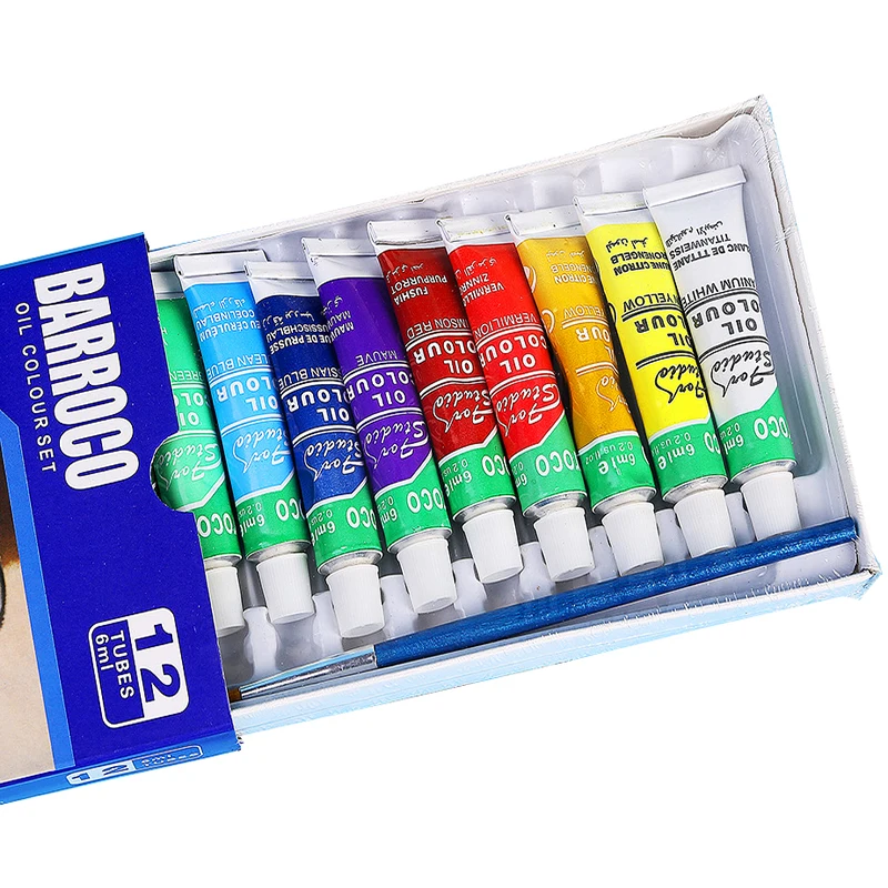 12colors/set Oil Paint With Brush For Painting